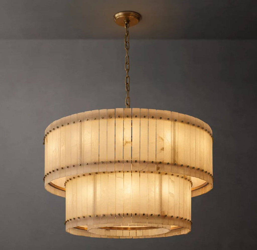 San Marco Alabaster Round Two-Tier Chandelier 22"/37"/48"/60"