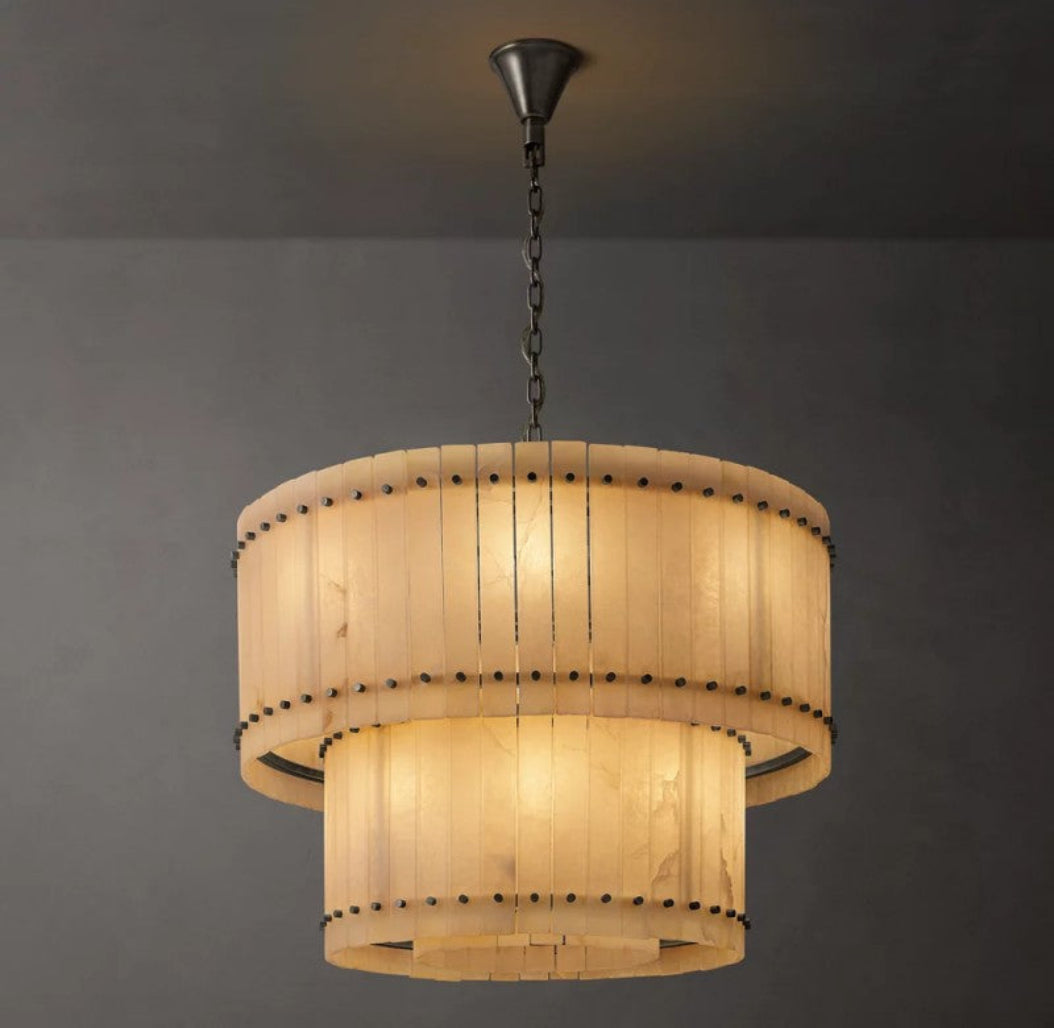 San Marco Alabaster Round Two-Tier Chandelier 22"/37"/48"/60"
