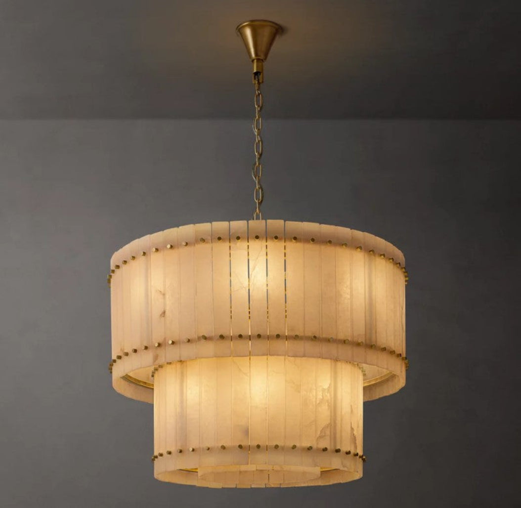 San Marco Alabaster Round Two-Tier Chandelier 22"/37"/48"/60"