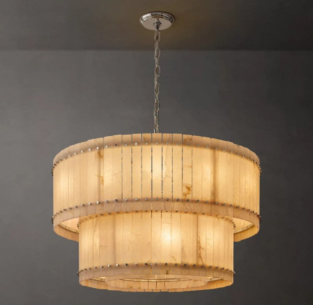 San Marco Alabaster Round Two-Tier Chandelier 22"/37"/48"/60"