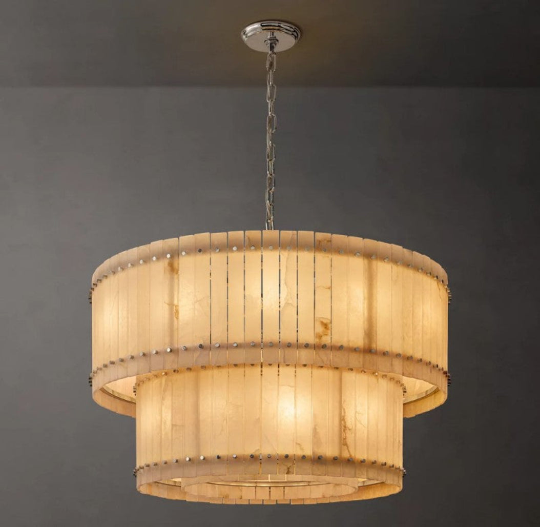 San Marco Alabaster Round Two-Tier Chandelier 22"/37"/48"/60"