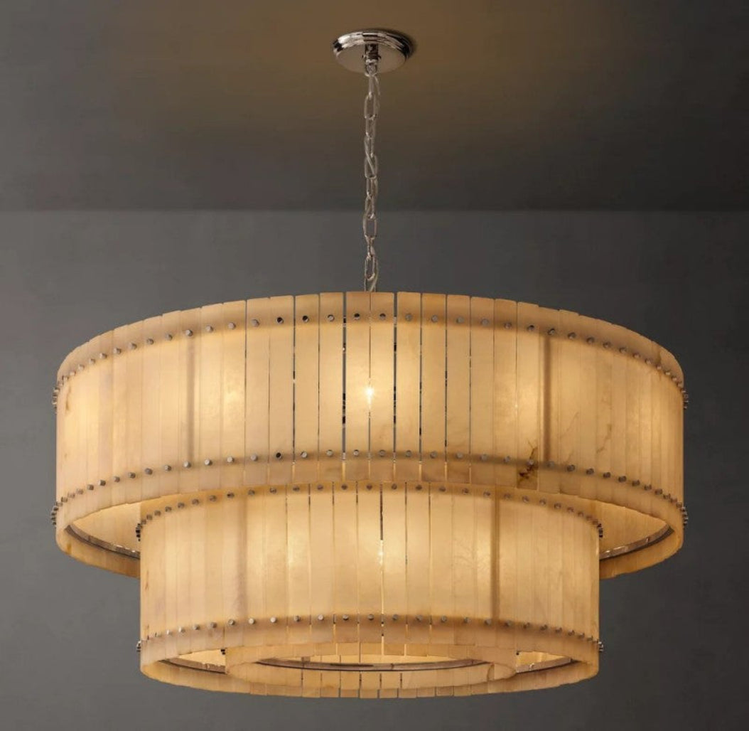 San Marco Alabaster Round Two-Tier Chandelier 22"/37"/48"/60"