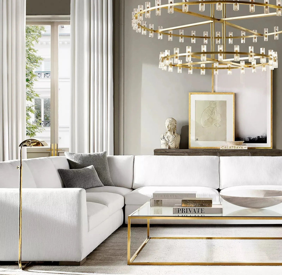 Arcachon LED Two-Tier Crystal Chandelier 60"