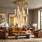 Audubon Modern Alabaster Round Chandelier 40"