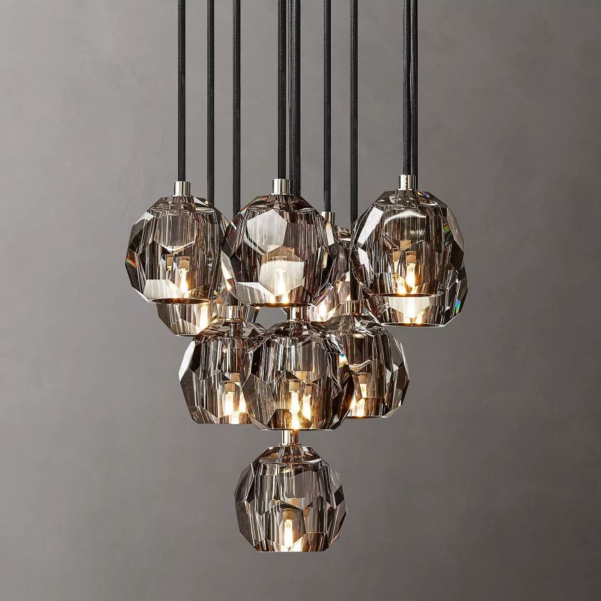 Boule De Cristal Clear/Smoke Cluster Chandelier 14"/19"