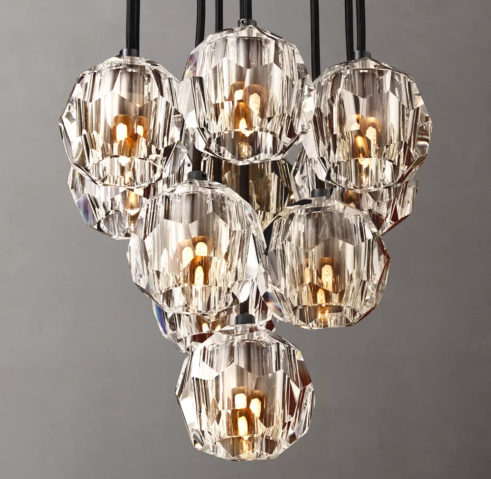 Boule De Cristal Clear/Smoke Cluster Chandelier 14"/19"