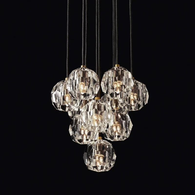 Boule De Cristal Clear/Smoke Cluster Chandelier 14"/19"