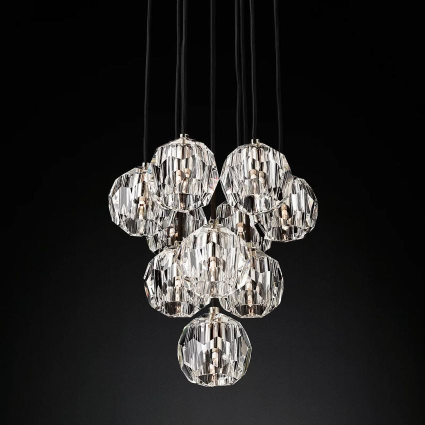 Boule De Cristal Clear/Smoke Cluster Chandelier 14"/19"