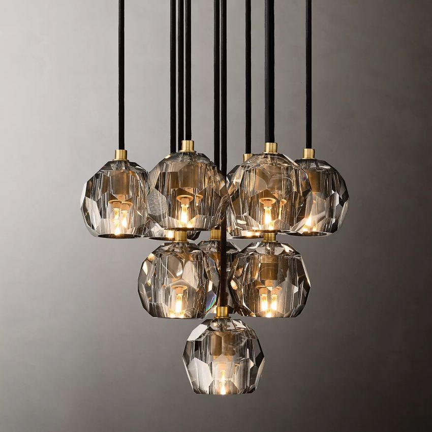 Boule De Cristal Clear/Smoke Cluster Chandelier 14"/19"