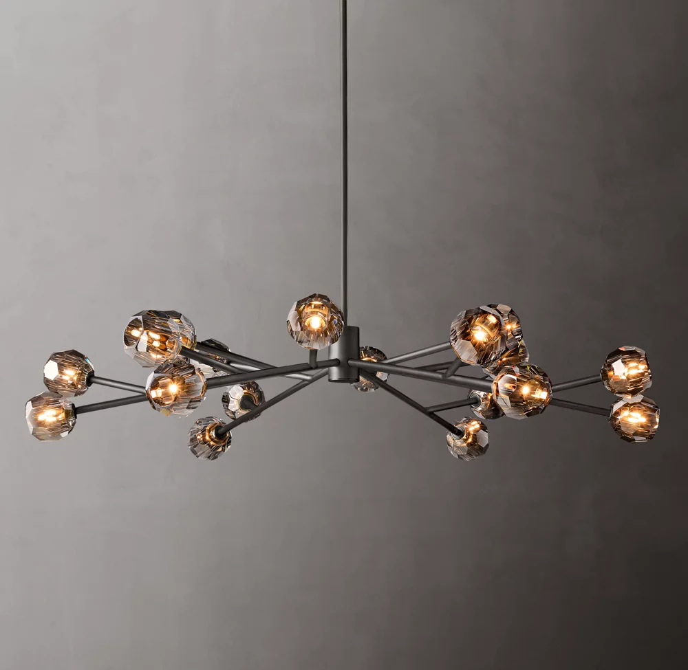 Boule De Cristal Clear/Smoke Round Chandelier 60"