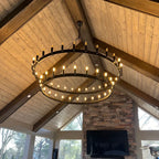 Filament Two-Tier Round Metal Chandelier 36"/50"/63"/73"
