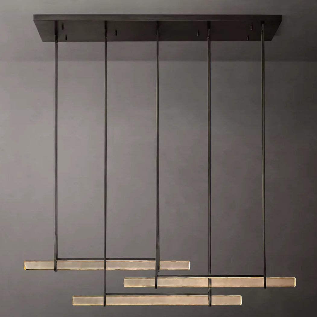 Audubon Modern Crystal Triple Bar Linear Chandelier 72"