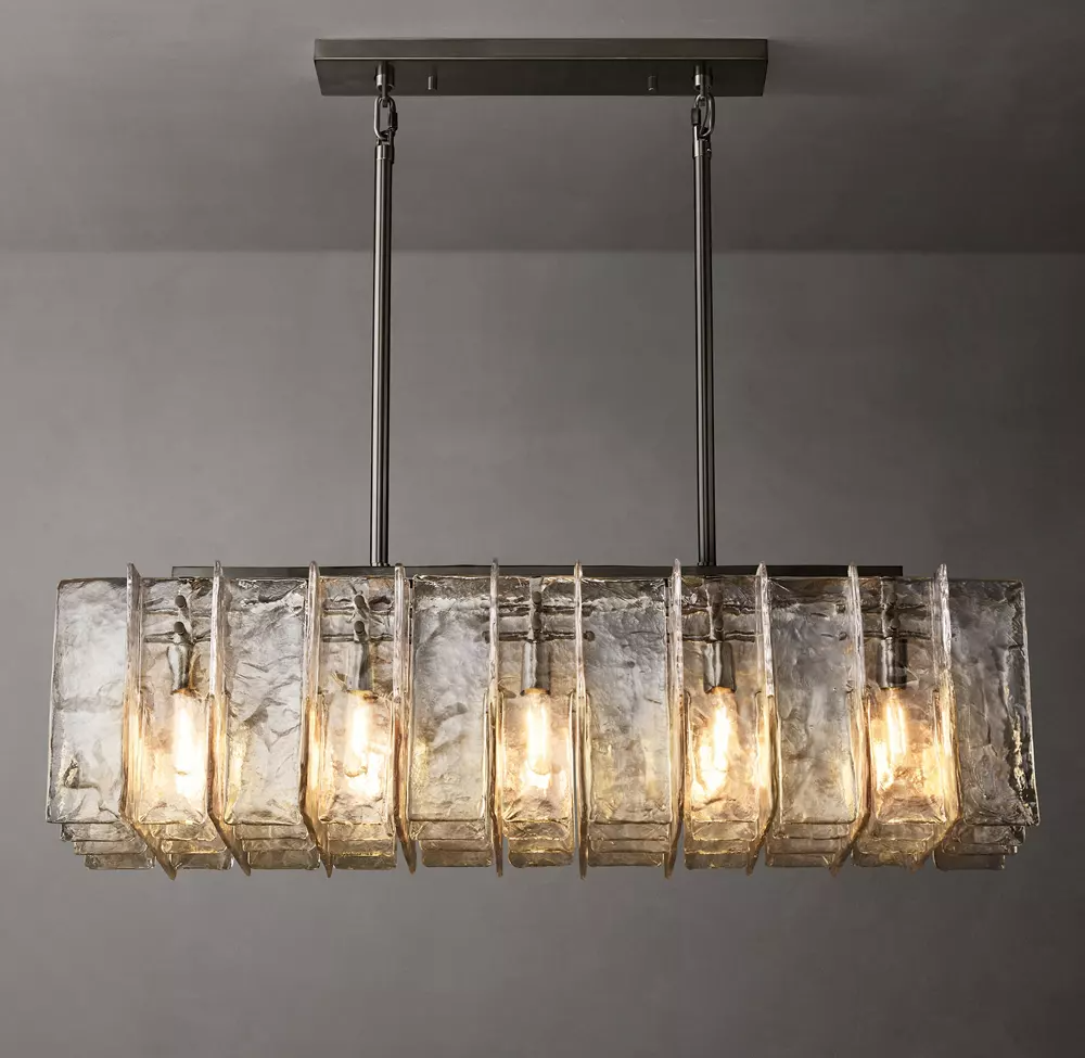 Lattice Square Glass Chandelier 48"