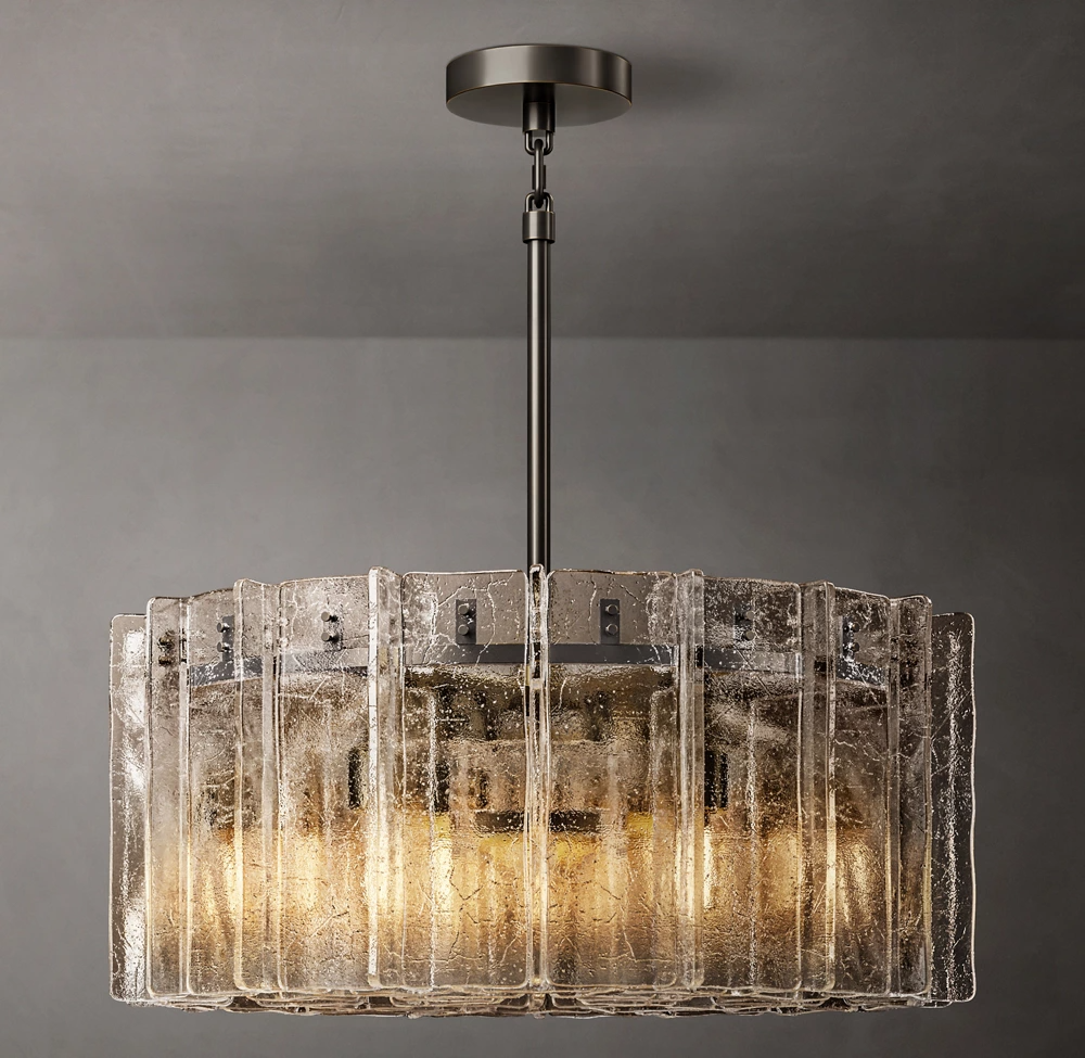 Lattice Round Glass Chandelier 37"/48"