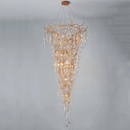 Modern Crystal Droplet Branch Staircase Chandelier
