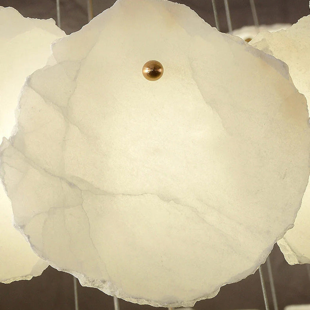 Modern Tiered Circular Alabaster Chandelier