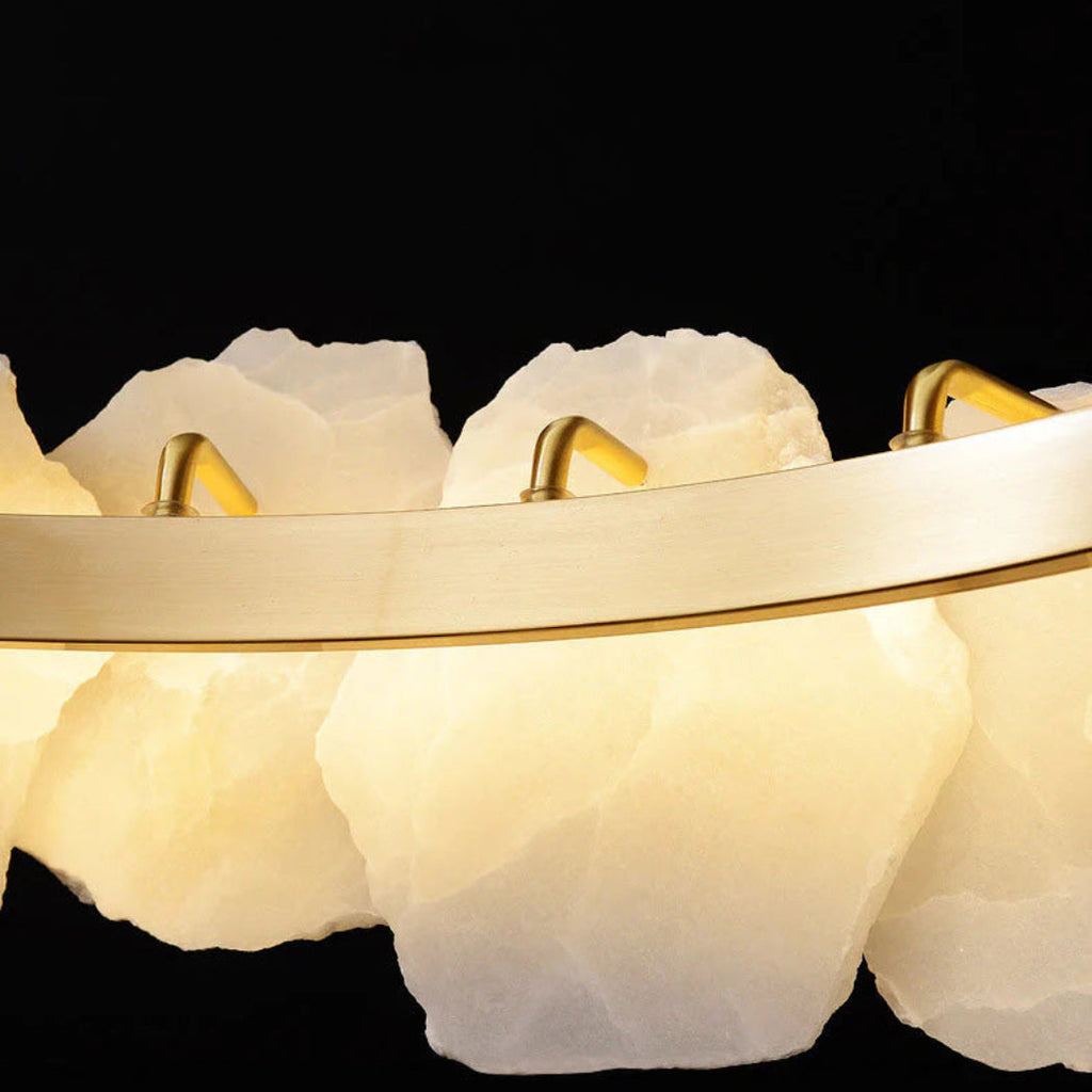 Modern Tiered Circular Alabaster Chandelier