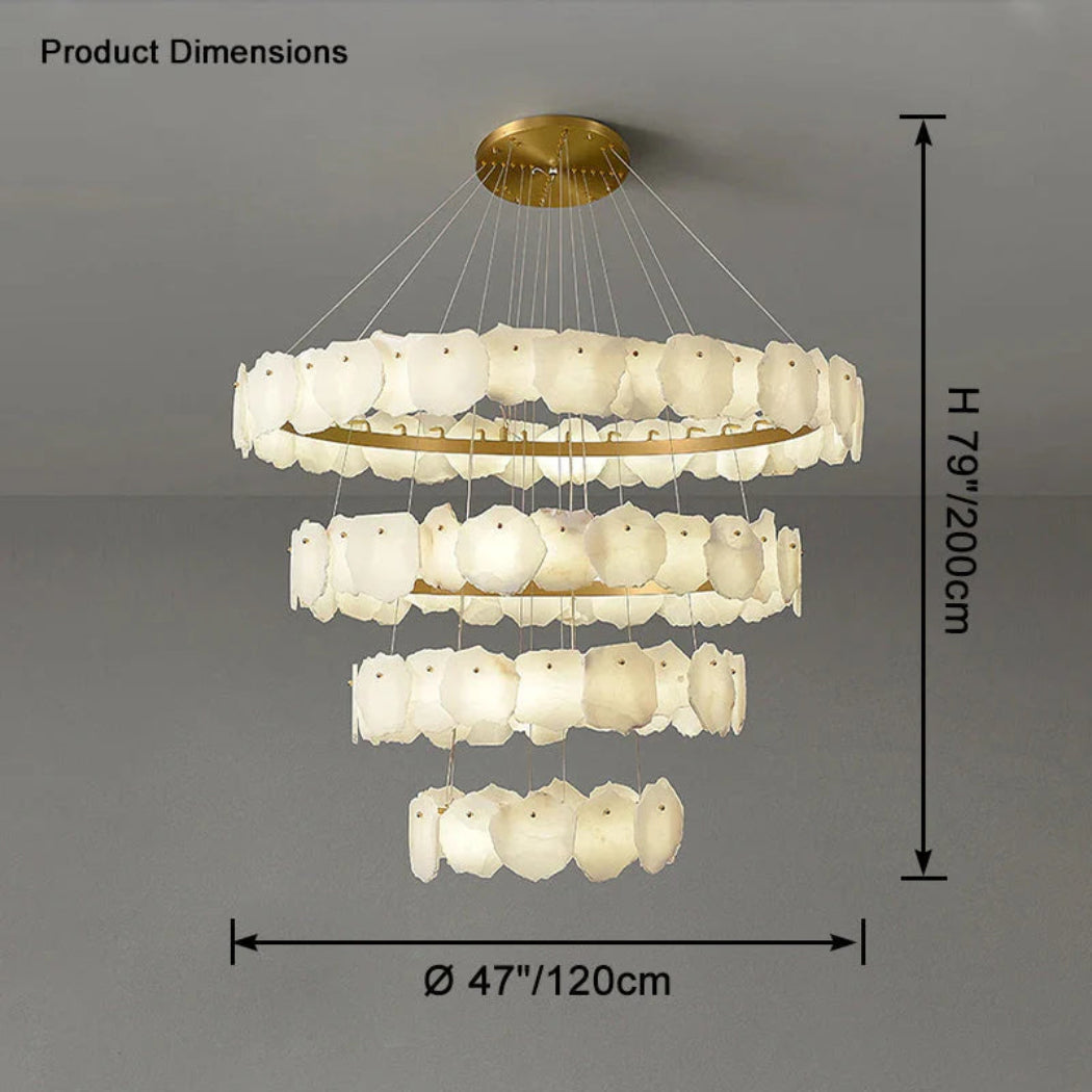 Modern Tiered Circular Alabaster Chandelier