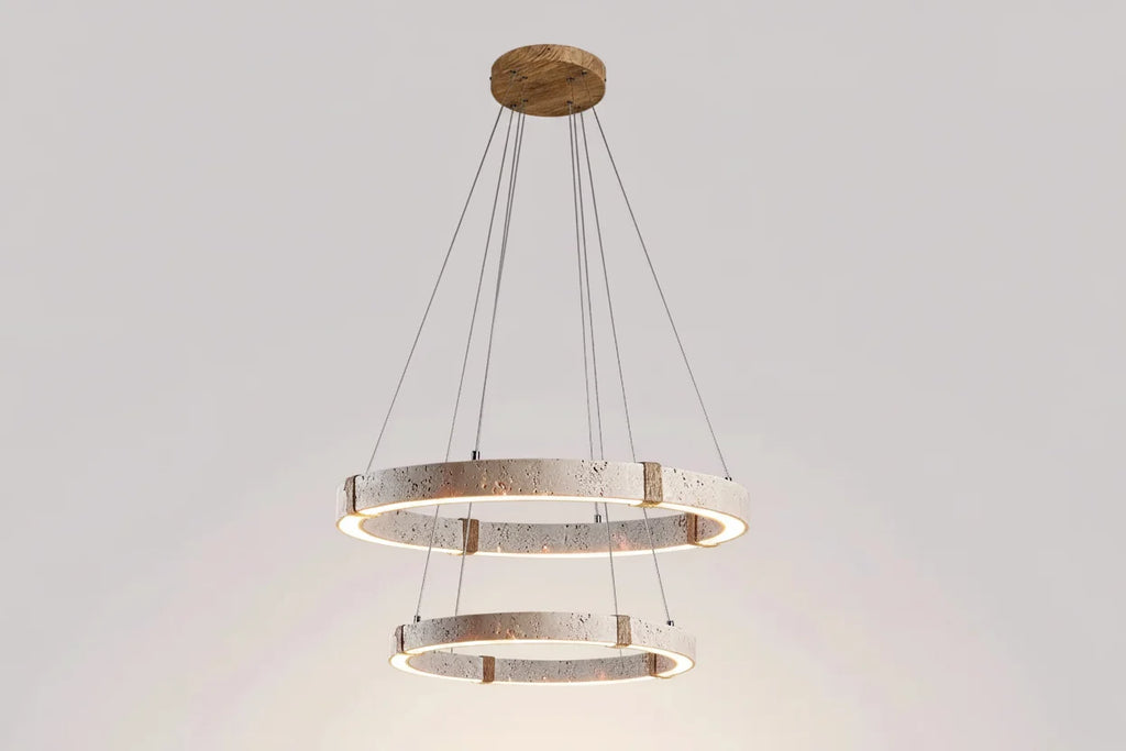 Aro | Circular Travertine Pendant Chandelier