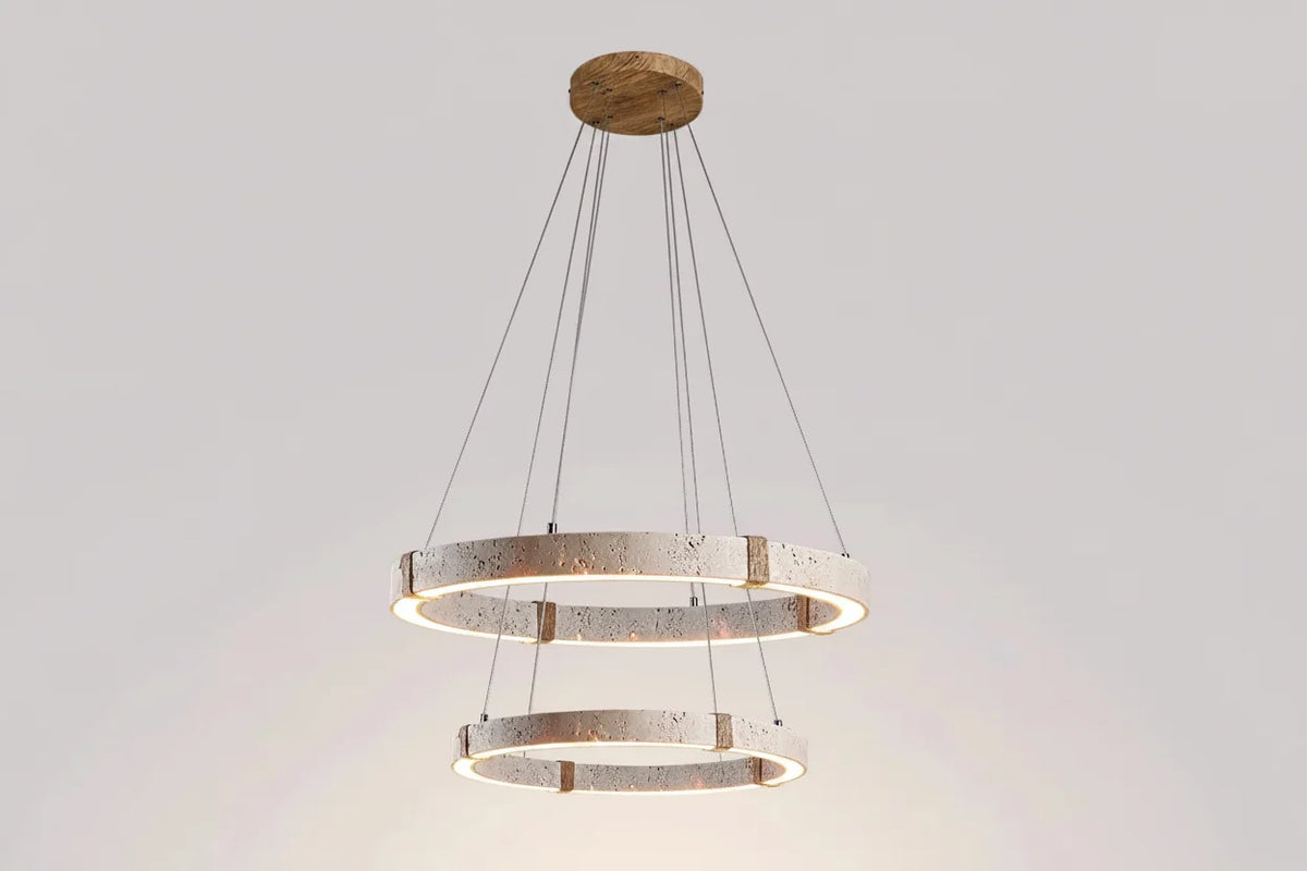 Aro | Circular Travertine Pendant Chandelier