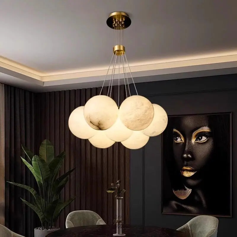 Bianca | Spherical  Alabaster Chandelier