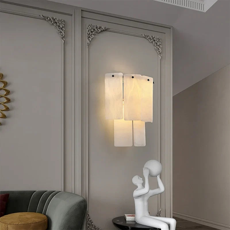 Livia | Alabaster and Gold Copper Wall Light