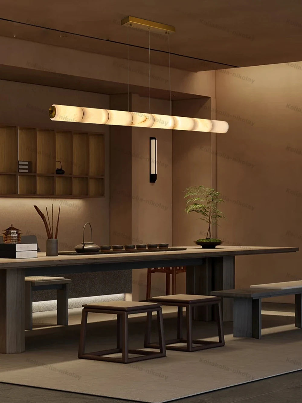 Élise | Linear Alabaster LED Chandelier