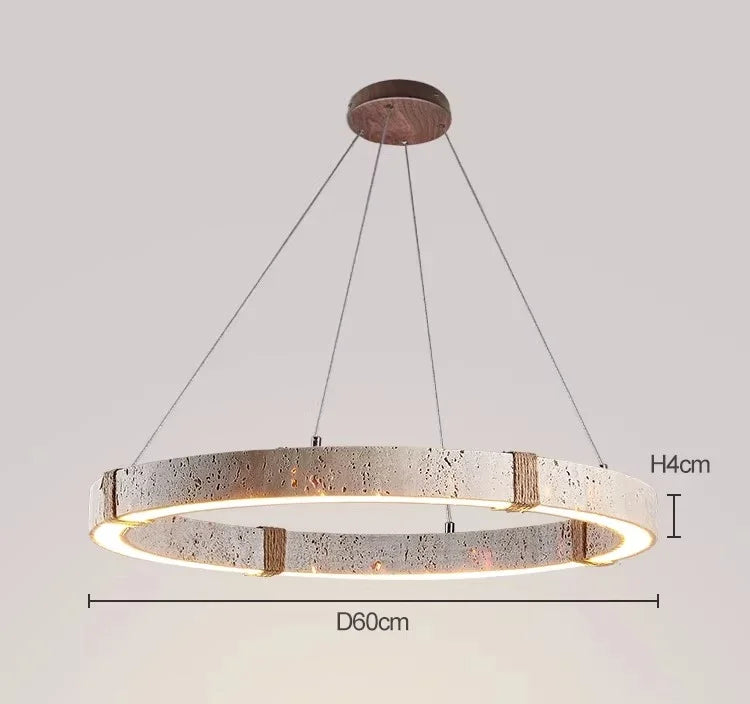 Aro | Circular Travertine Pendant Chandelier