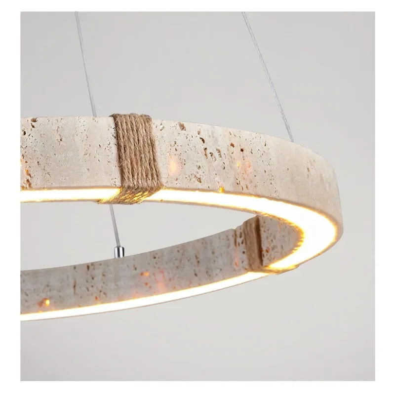 Aro | Circular Travertine Pendant Chandelier
