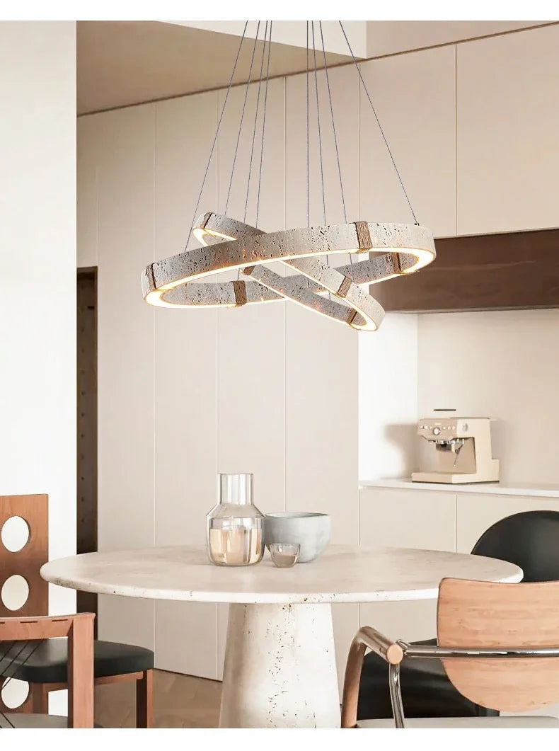 Aro | Circular Travertine Pendant Chandelier
