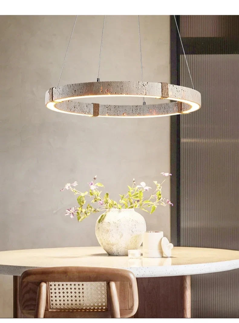 Aro | Circular Travertine Pendant Chandelier