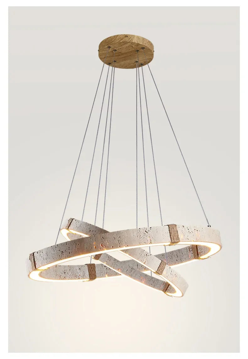 Aro | Circular Travertine Pendant Chandelier