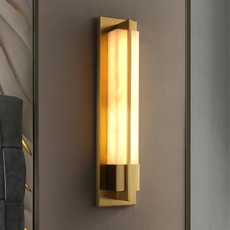 Marcella | Alabaster and Copper Wall Light