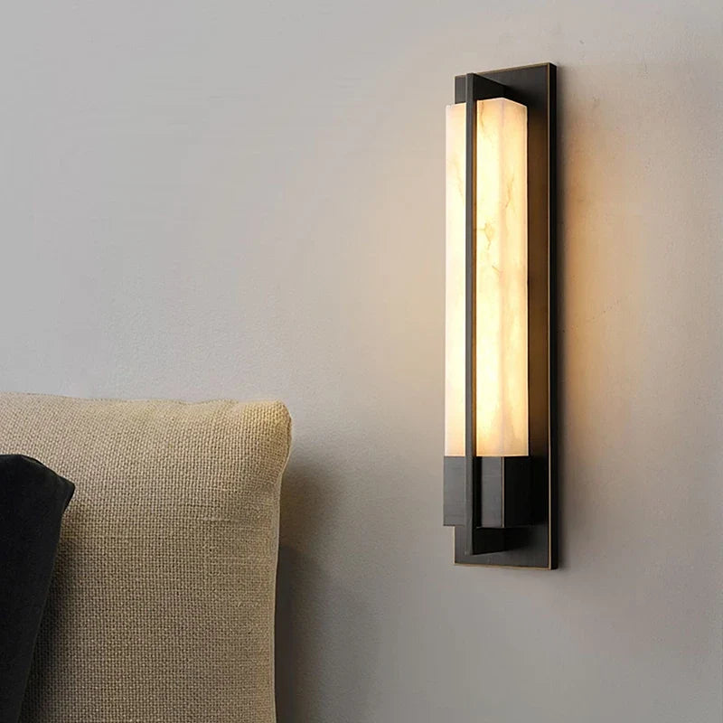 Marcella | Alabaster and Copper Wall Light