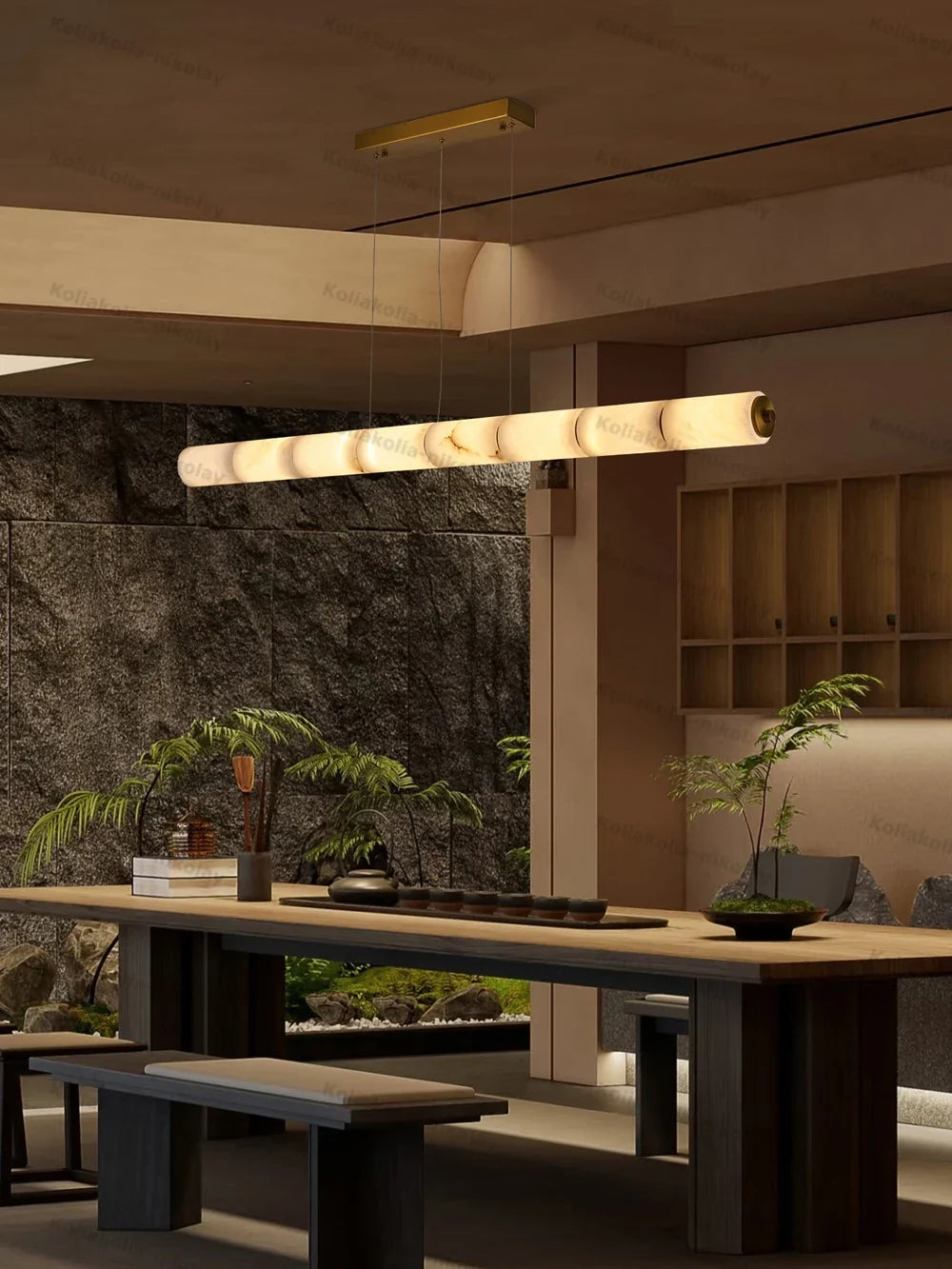 Élise | Linear Alabaster LED Chandelier