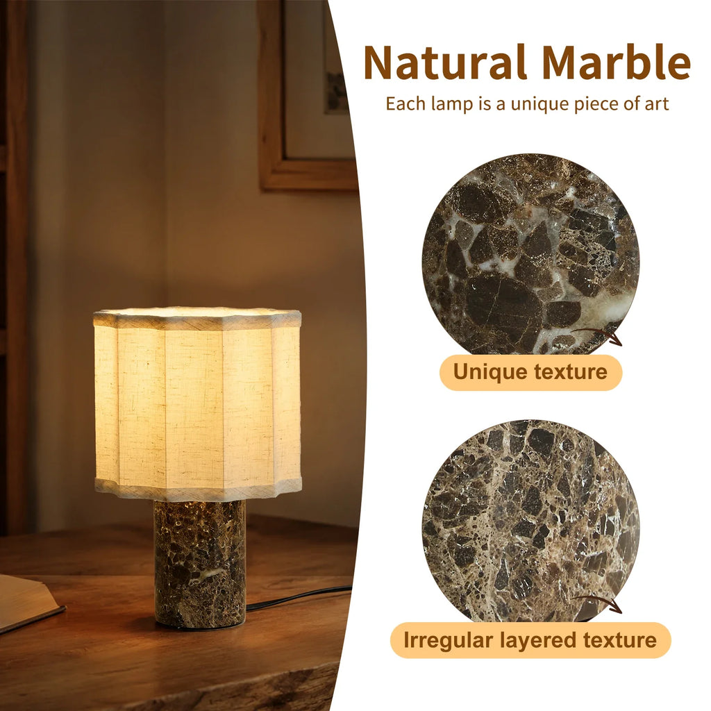 Ione | Marble & Fabric Table Lamp
