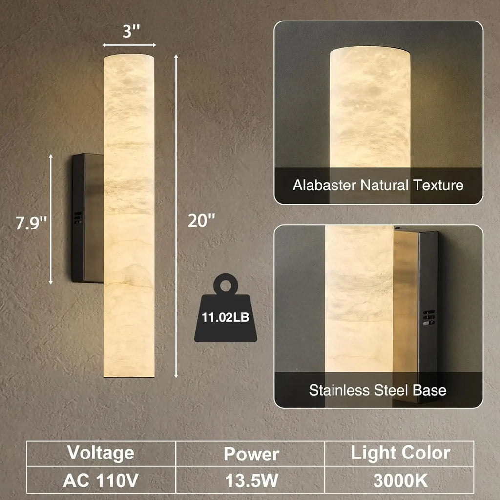 Noir | Cylinder Alabaster Wall Sconce