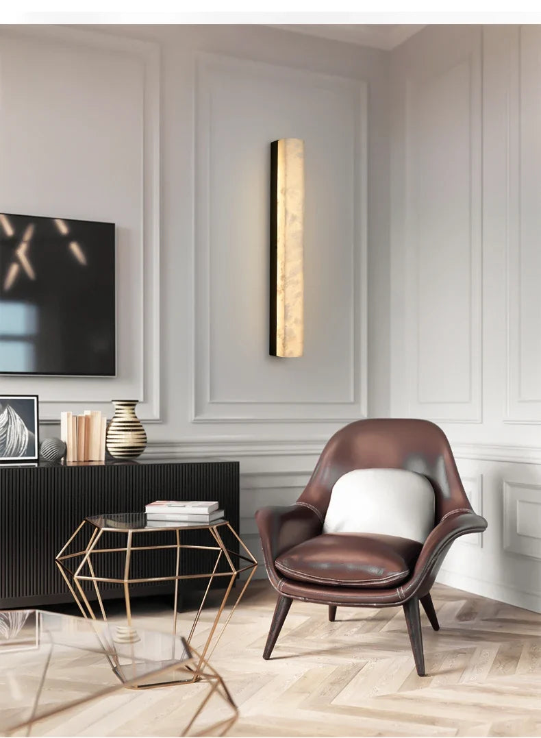 Hephaestus | Alabaster & Copper Linear Wall Lamp