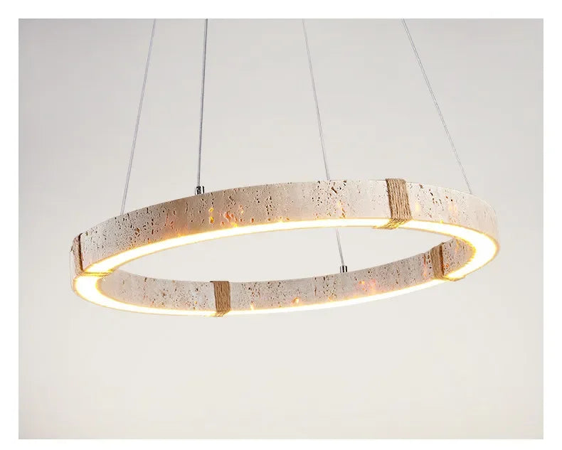 Aro | Circular Travertine Pendant Chandelier