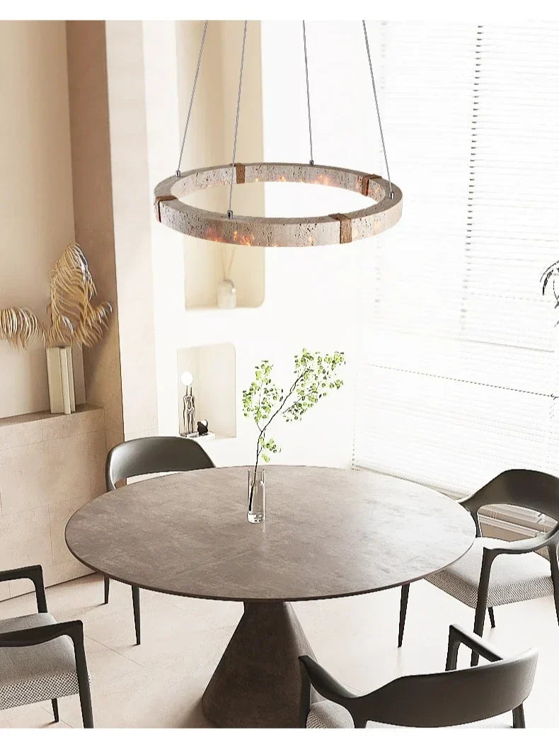 Aro | Circular Travertine Pendant Chandelier