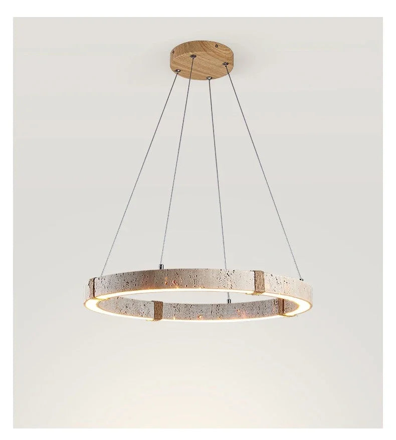 Aro | Circular Travertine Pendant Chandelier