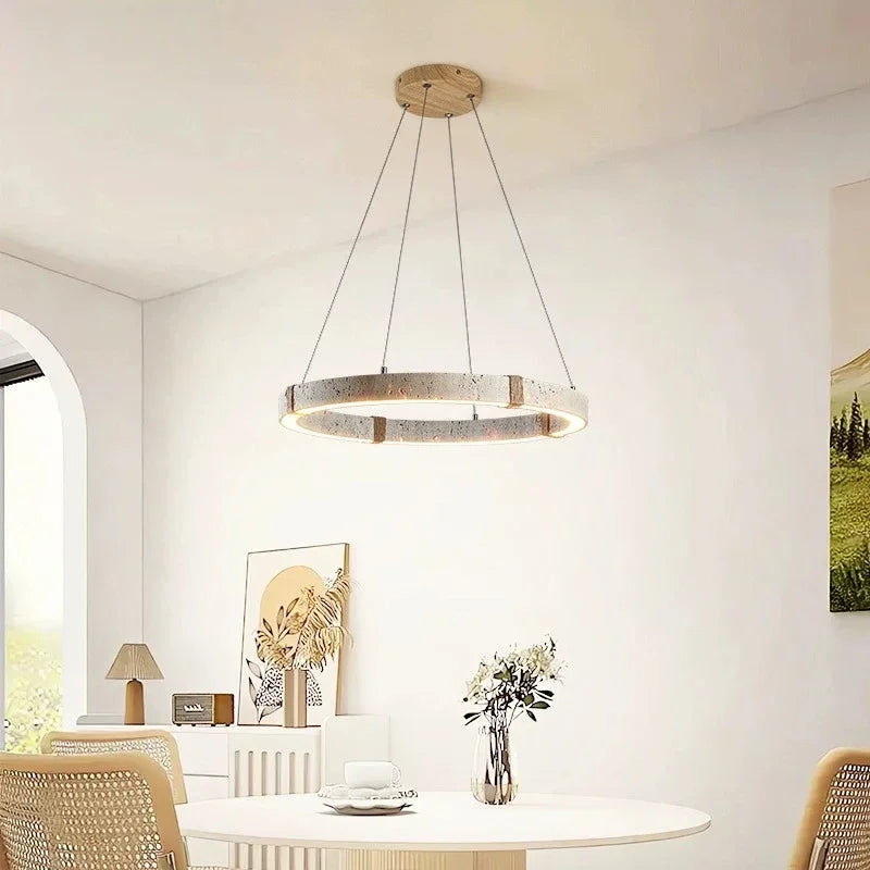 Aro | Circular Travertine Pendant Chandelier