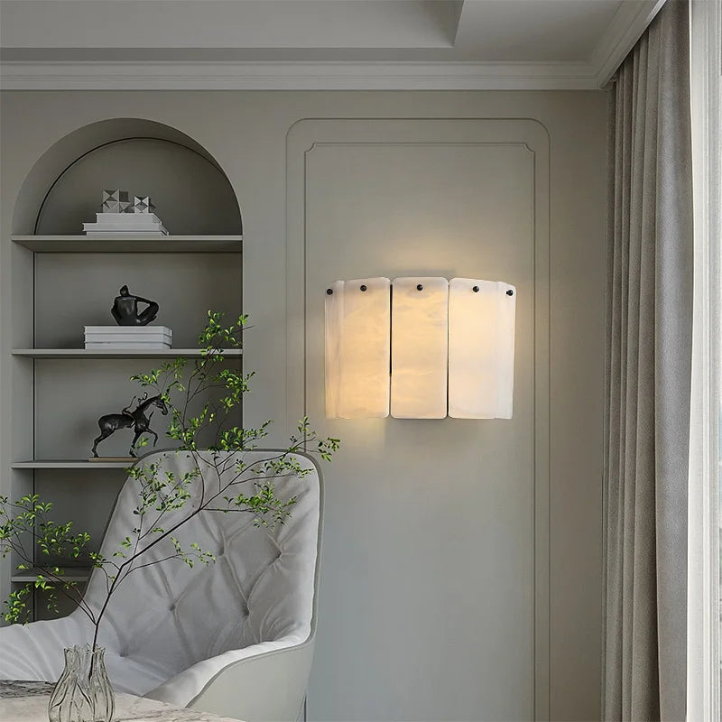 Livia | Alabaster and Gold Copper Wall Light