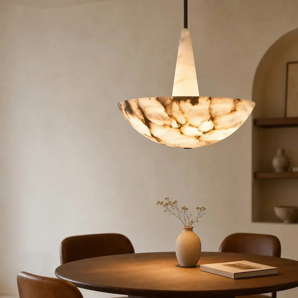 Elodie | Natural Alabaster Dome Pendant Light