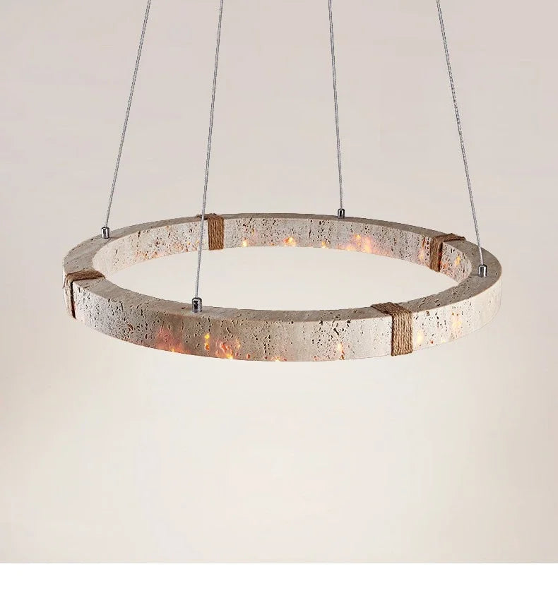 Aro | Circular Travertine Pendant Chandelier