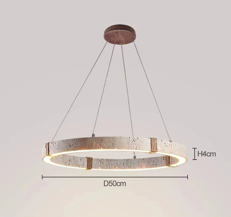 Aro | Circular Travertine Pendant Chandelier