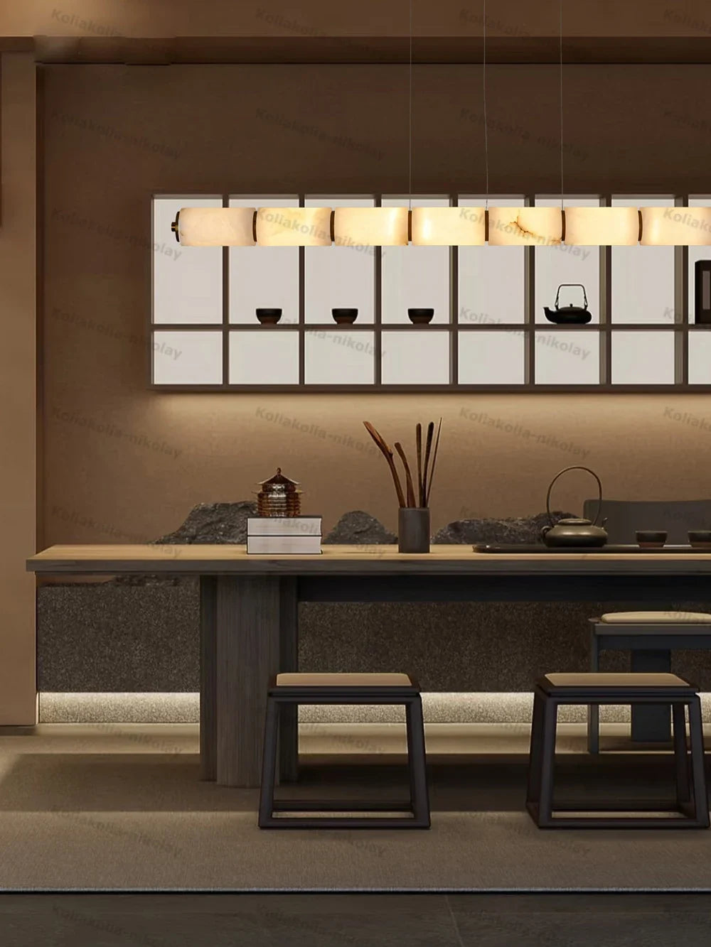 Élise | Linear Alabaster LED Chandelier