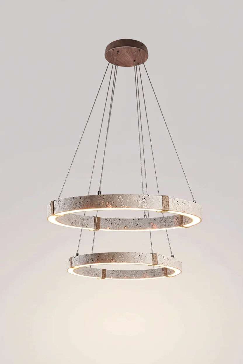 Aro | Circular Travertine Pendant Chandelier