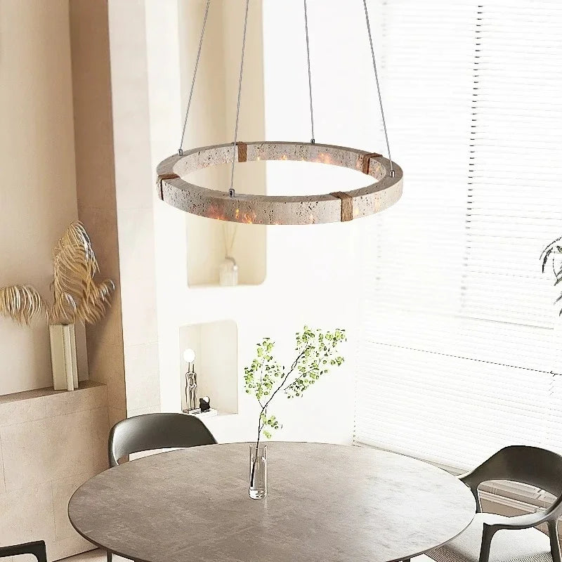 Aro | Circular Travertine Pendant Chandelier