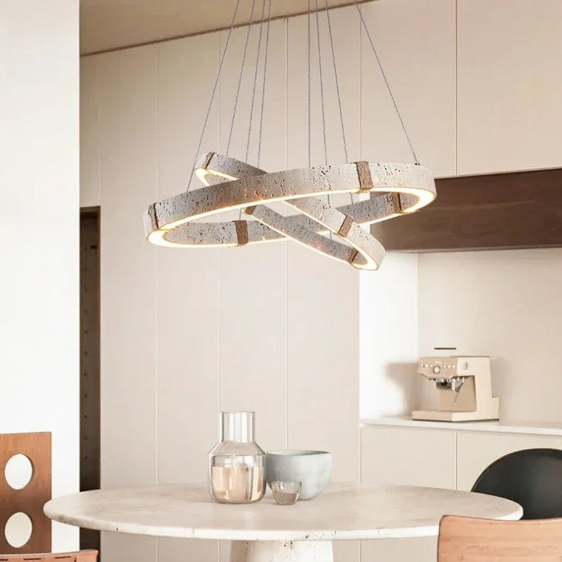 Aro | Circular Travertine Pendant Chandelier